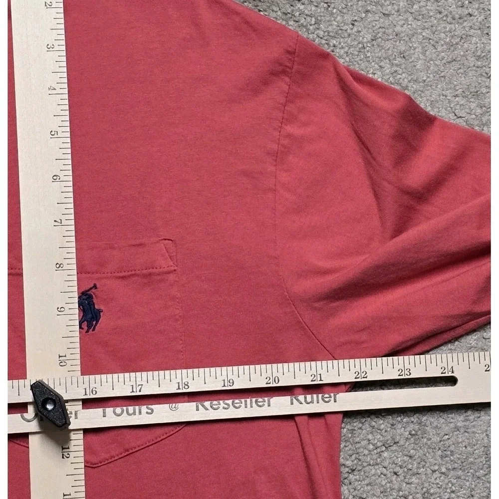 Polo Ralph Lauren Pocket Long Sleeve T-Shirt‎ Nantucket Red Mens M Blue Pony
